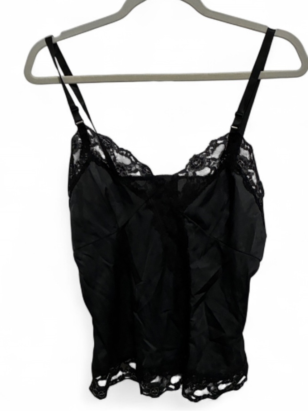 Vintage Black Lace Trim Cami Slip Tank Top